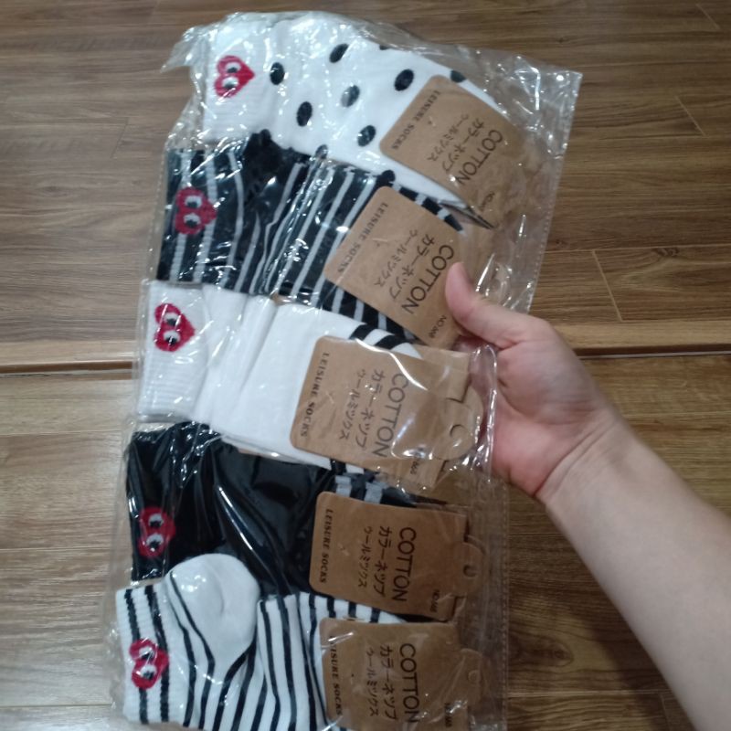 tất đen trắng ngắn cổ nữ cao cấp dày đẹp