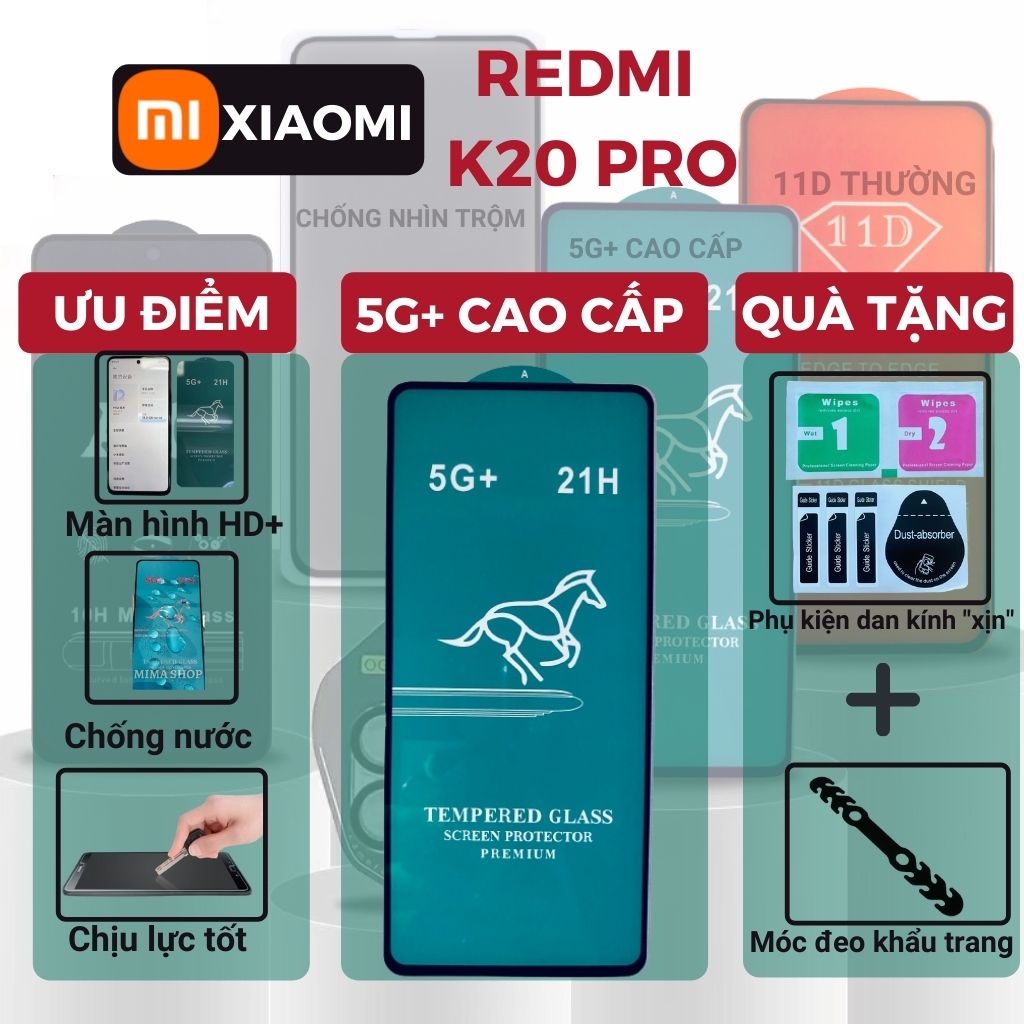 Kính Cường Lực Xiaomi Redmi K20/ K20PRO -Phủ Nano Bò tót -Full màn hình 11D và Trong suốt - Độ cứng 11H [LEO STORE].