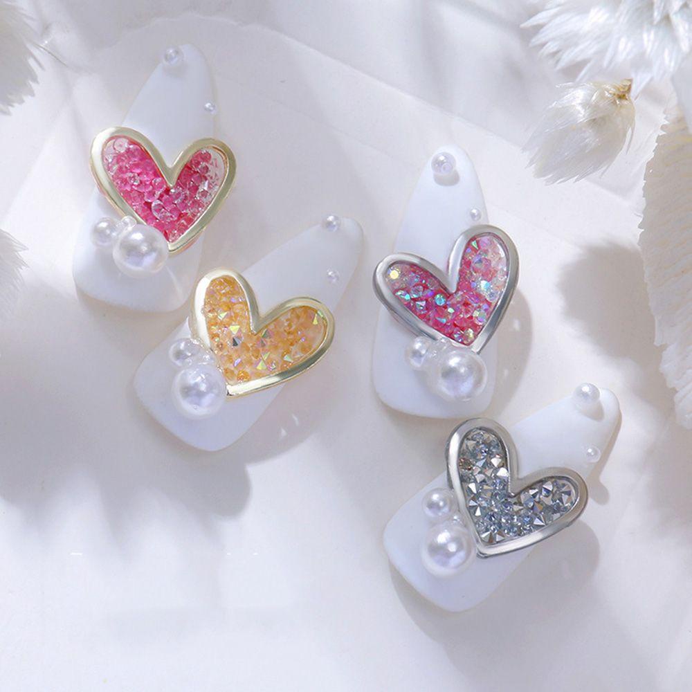 OCEANMAP Đinh Tán Kim Loại Hình Trái Tim / Vuông Dùng Trang Trí Móng Tay