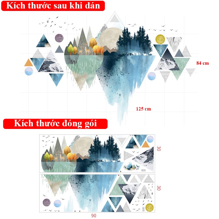 Decal dán tường Sticker dán tường in chất lượng cao có keo mặt sau mẫu Phong Cách Bắc Âu ZH88