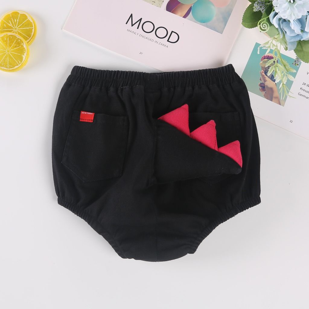 Quần Cotton Màu Đen Thêu Họa Tiết Khủng Long Hoạt Hình Nhiều Màu Thời Trang Mùa Hè Cho Bé