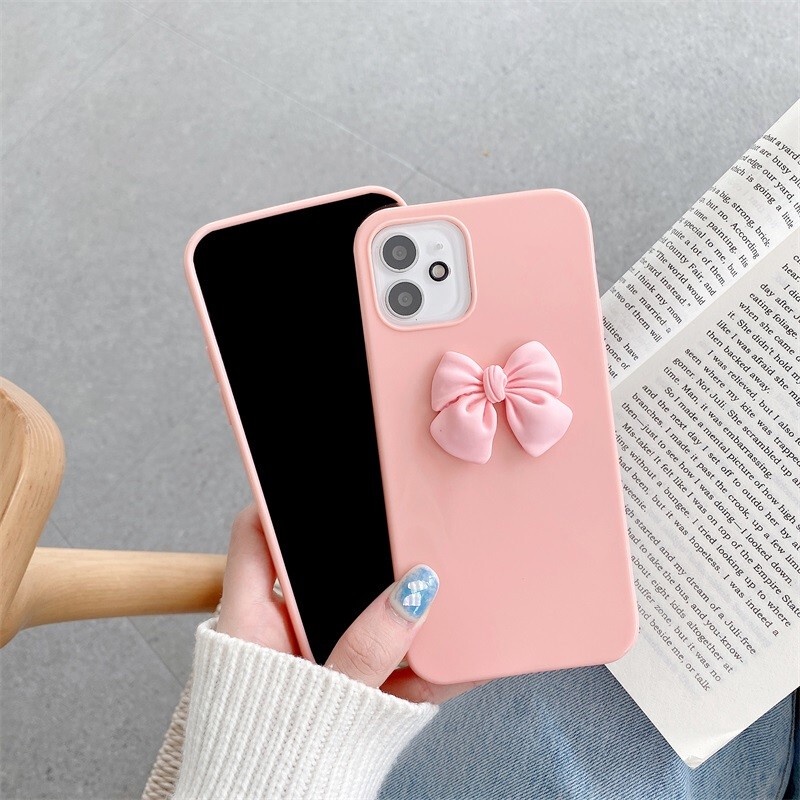 Bao Da điện Thoại Cảm Giác Bóng Bowknot Dành Cho IPhone 12 12Pro Max 11 11Pro Max X Xs Max Xr 8 7 6 6SPlus