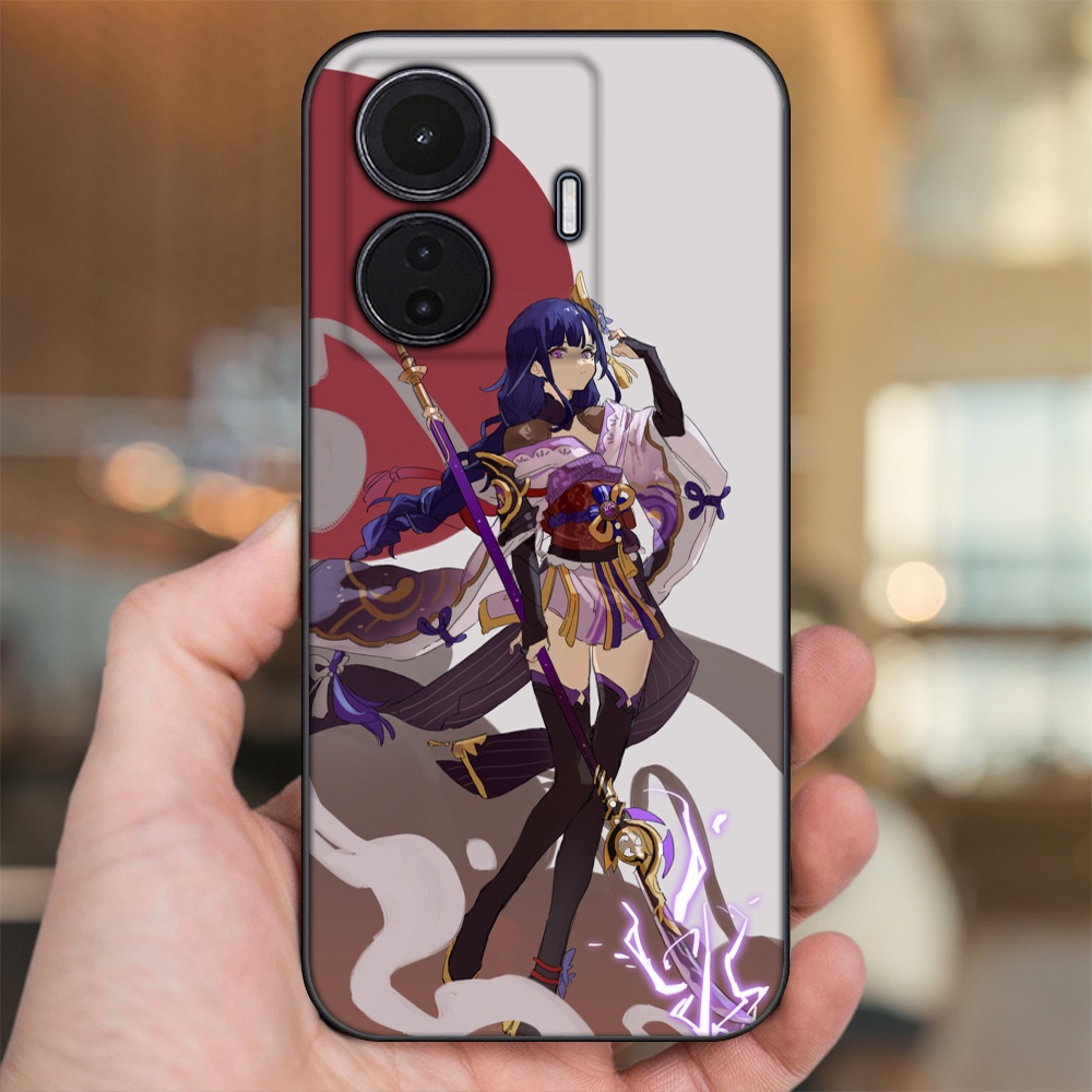 Ốp lưng Vivo S15e viền đen in hình Raiden Shogun Genshin Impact
