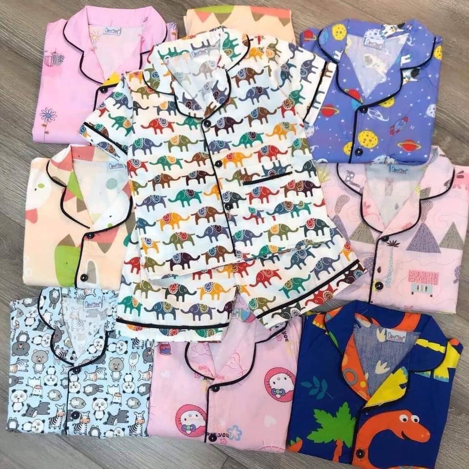 [VẢI THÔ LỤA HÀN QUỐC] Bộ Pijama Cộc Tay Bộ Ngủ Cho Bé Phong Cách Hàn Quốc