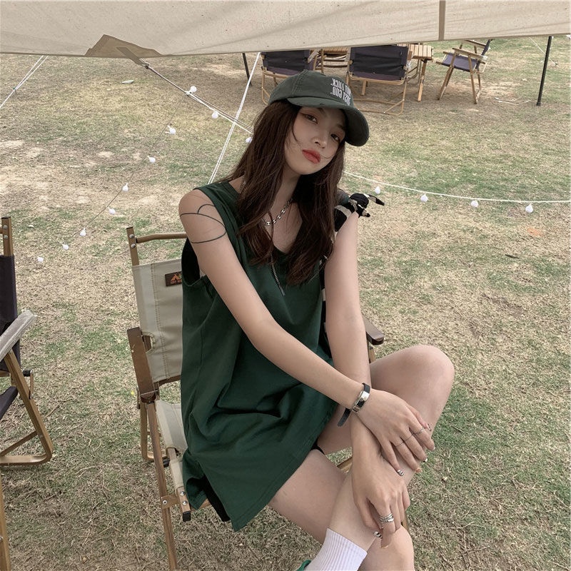 Áo tanktop thể thao COZOKC dáng rộng xẻ tà kiểu cổ điển cá tính
