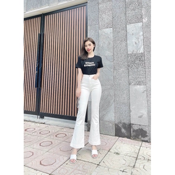 QUẦN JEANS LOE TRẮNG DÁNG DÀI JEANS DÀY DẶN- ảnh thật toan bộ