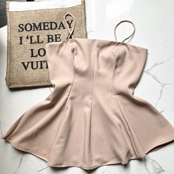 [Ảnh thật] Áo peplum 2 dây xòe lệch tà