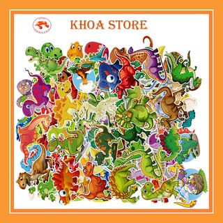 Sticker khủng long hot nhất chống nước hình dán xe vali laptop mũ bảo hiểm bàn học nhạc cụ ván trượt