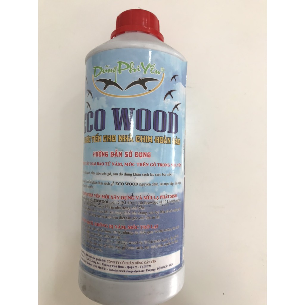 Lau gỗ Ecowood_-Dũng Phi Yến- 1L-Dung dịch trị nấm mốc gỗ nhà yến