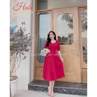(Sale-Lẻ-Size)Đầm váy thiết kế ngực nụ sen chảnh lạ, tay nhún xinh xắn, đầm xòe dự tiệc cao cấp giá rẻ hấp dẫn