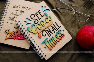 Sổ gỗ a6 hoạ tiết typo