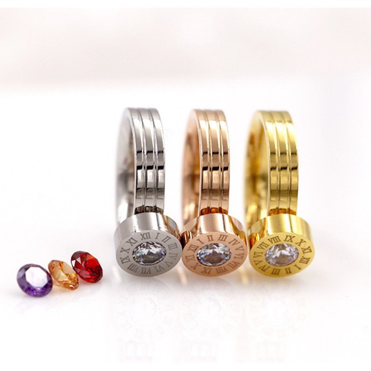 Nhẫn Thay Hạt Đá Titan Cao Cấp TT 1007 - Tặng Kèm 3 Viên Đá Nhân Tạo