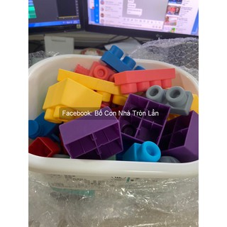 LEGO DẺO KÍCH THƯỚC SIÊU TO CHO BÉ - thùng nhựa đựng 50 miếng hộp nhựa - BỘ XẾP HÌNH DẺO - Chất liệu SILICON ABS an toàn
