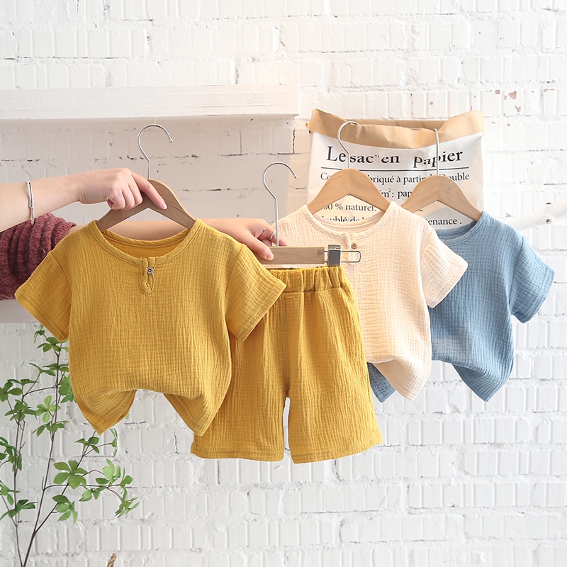 Bộ Trang Phục 2 Món Gồm Áo Thun cotton Tay Ngắn Và Quần short Thời Trang Cho Bé Trai 0-5 Tuổi