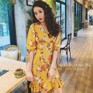 Váy hoa cổ v