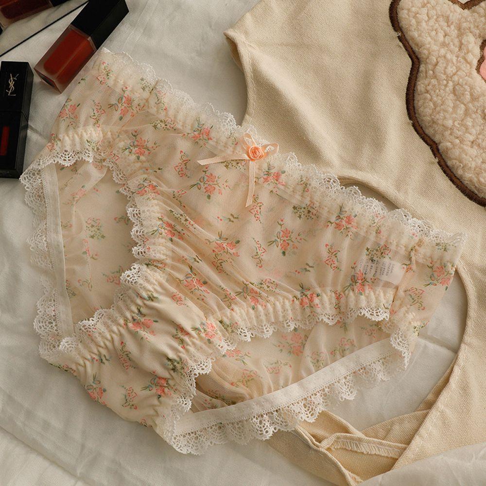 Quần Lót Cotton 26Ede Không Đường May Phối Ren Co Giãn Phong Cách Nhật Bản