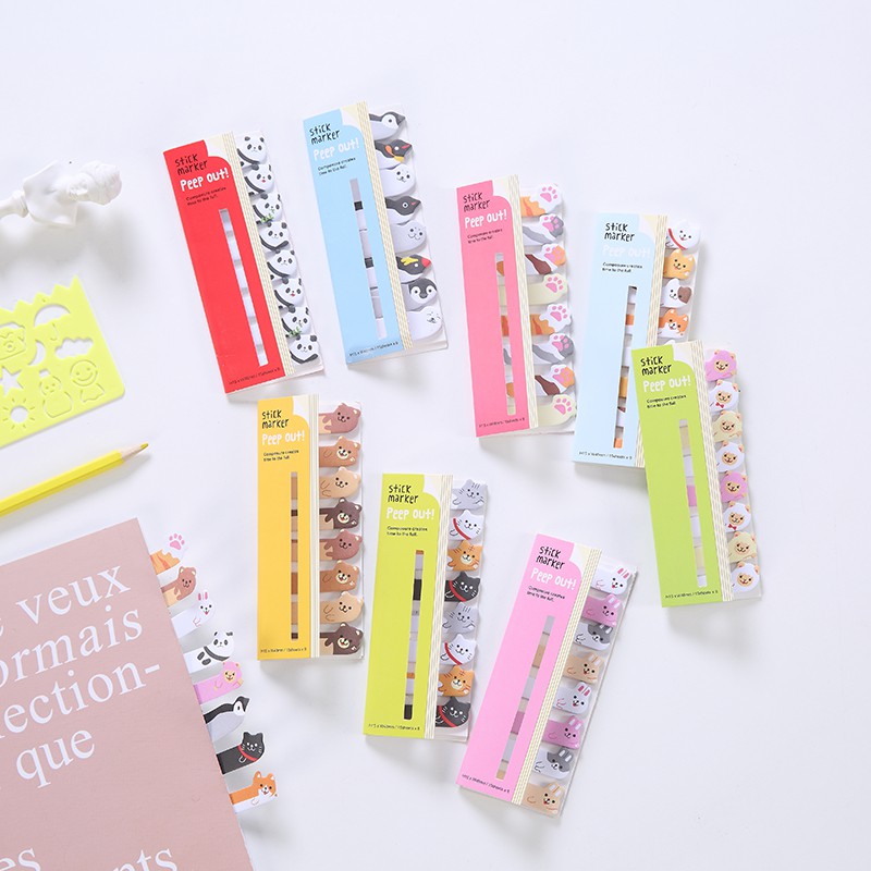 Giấy Ghi Chú Đánh Dấu Trang Hình Động Vật Đáng Yêu Memo Pad - Notemark Animal