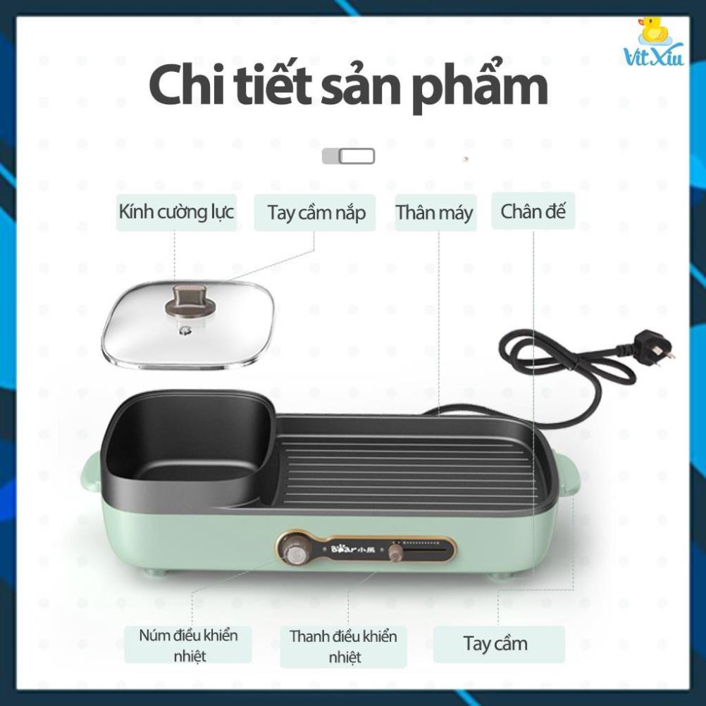 Bếp Lẩu Nướng Điện 2 Ngăn Đa Năng 2in1 Bear DKL-C15G1 3L - BH 18 Tháng- Lỗi 1 đổi 1 trong 30 ngày