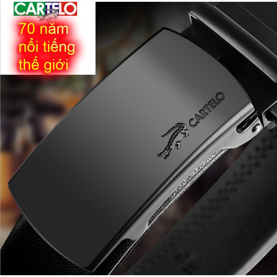 Thắt Lưng Cartelo Da Bò Chính Hãng Khoá Tự Động Sang Trọng Cho Nam