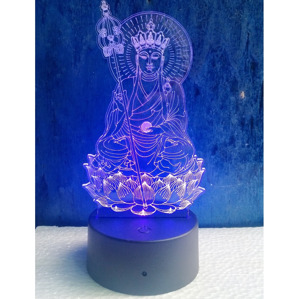 Đèn thờ phật, đèn ngủ 3d Địa Tạng Vương Bồ Tát  16 màu .khắc hình theo yêu cầu .