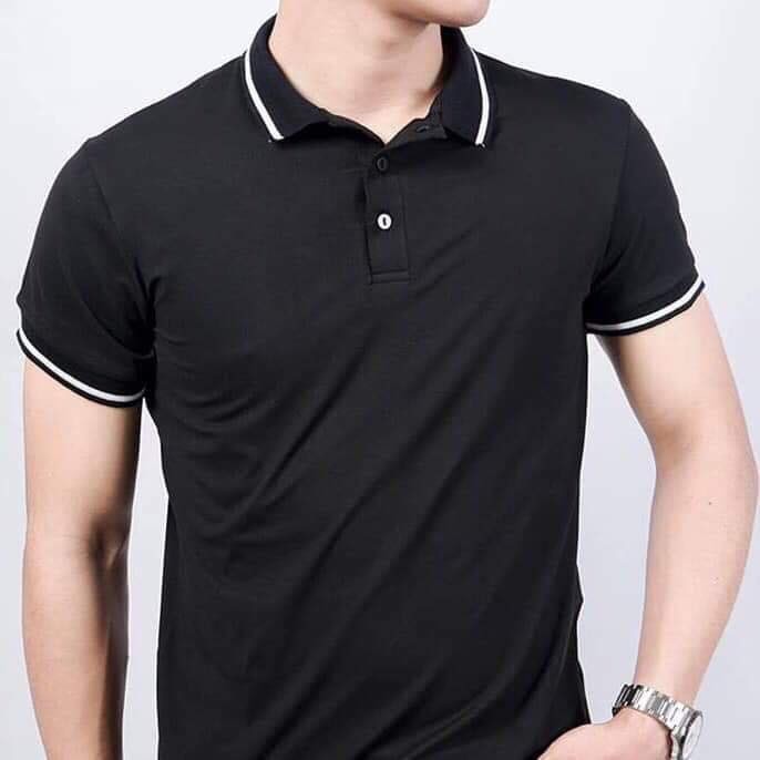 [HOT HÈ] Áo phông nam cổ bẻ ngắn tay phối viền dáng slimfit, chất cotton co giãn 4 chiều cao cấp (ACBPV) | BigBuy360 - bigbuy360.vn