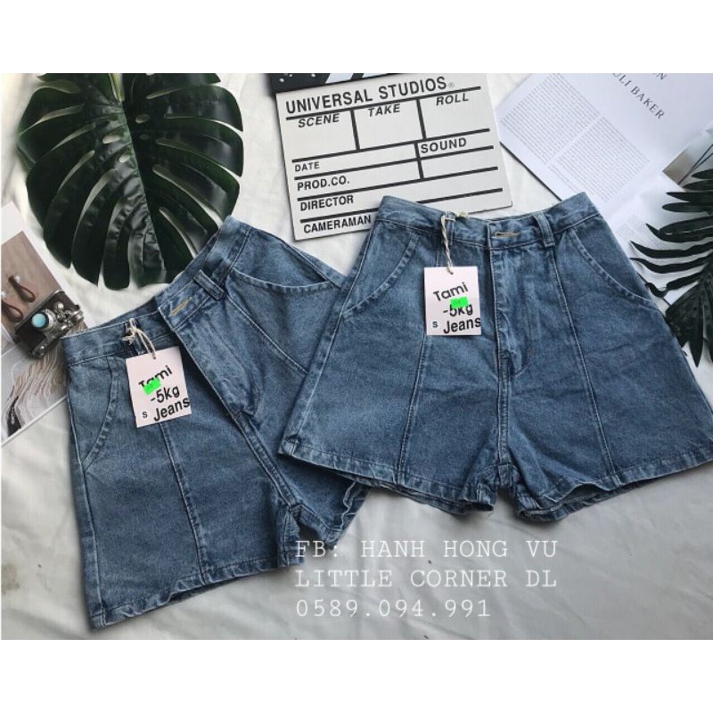 Quần đùi jeans nữ cạp cao ly giữa kèm ảnh thật