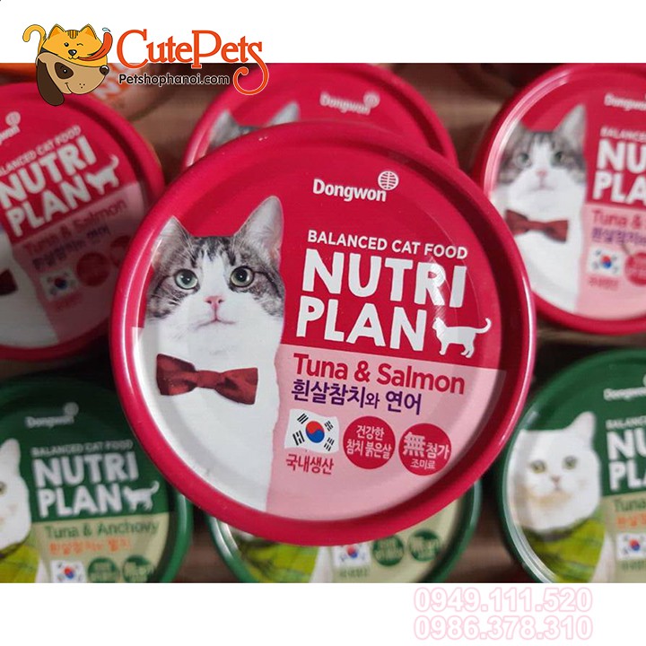 Pate cho mèo Nutri Plan lon 160g pate mèo cao cấp Nhập Khẩu Hàn Quốc - CutePets