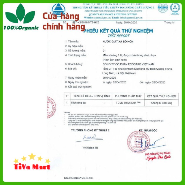 [Chính Hãng] Nước Giặt Hữu Cơ Organic Bồ Hòn Tinh Dầu Bưởi An Toàn Cho Trẻ Sơ Sinh ECOCARE_TiVa Mart