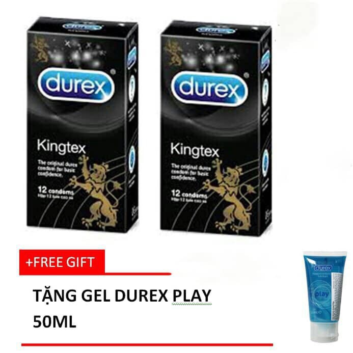 Bộ 02 hộp Bao cao su Durex Kingtex 24 cáitặng 1 gel Play 50ml - Shop Anh Thư 89
