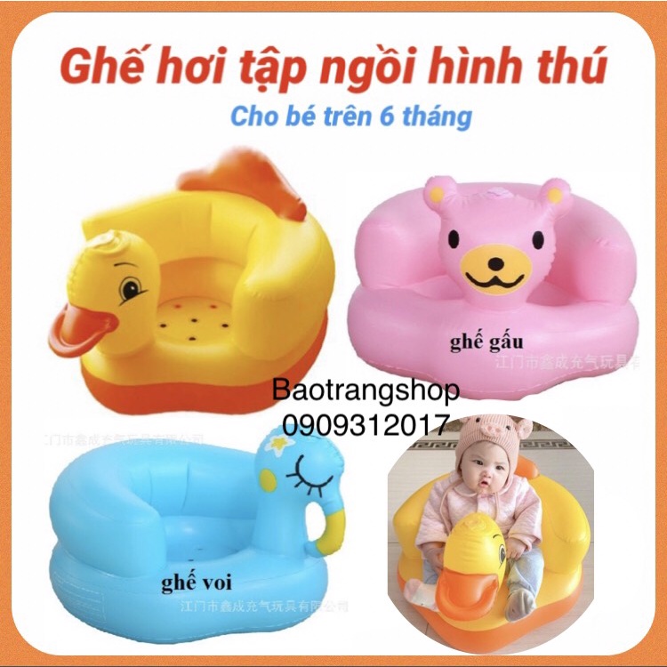 [Siêu rẻ] Ghế hơi tập ngồi, ghế phao tập ngồi cho bé từ 6 tháng hình vịt, gấu dễ thương an toàn cho bé