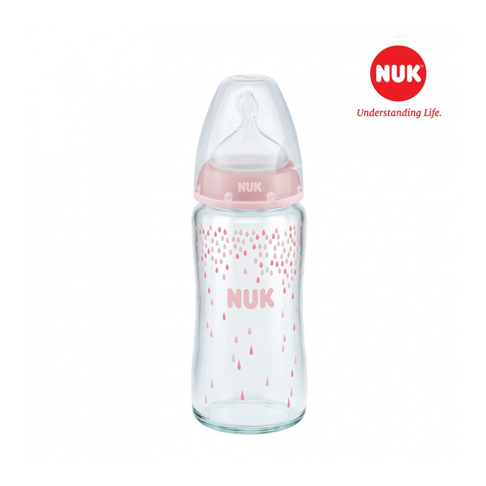 [Chính hãng có tem phân phối] Bình Sữa NUK Premium Choice+ Thủy Tinh 120ml, 240ml Núm Ti S1 - M