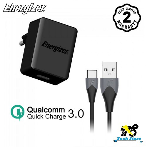 Bộ sạc Energizer AC1Q3EUUC23 - QC 3.0, Kèm cáp USB-C