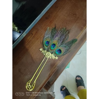 Quạt lông công cầm tay mini