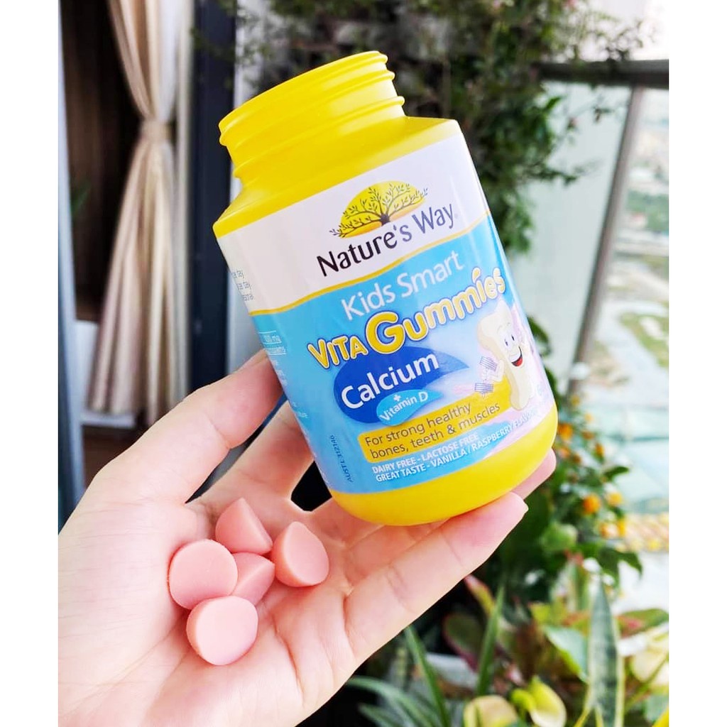 Kẹo dẻo Nature's Way Kids Smart VITA Gummies Calcium + Vitamin D bổ sung Canxi và vitamin D cho bé