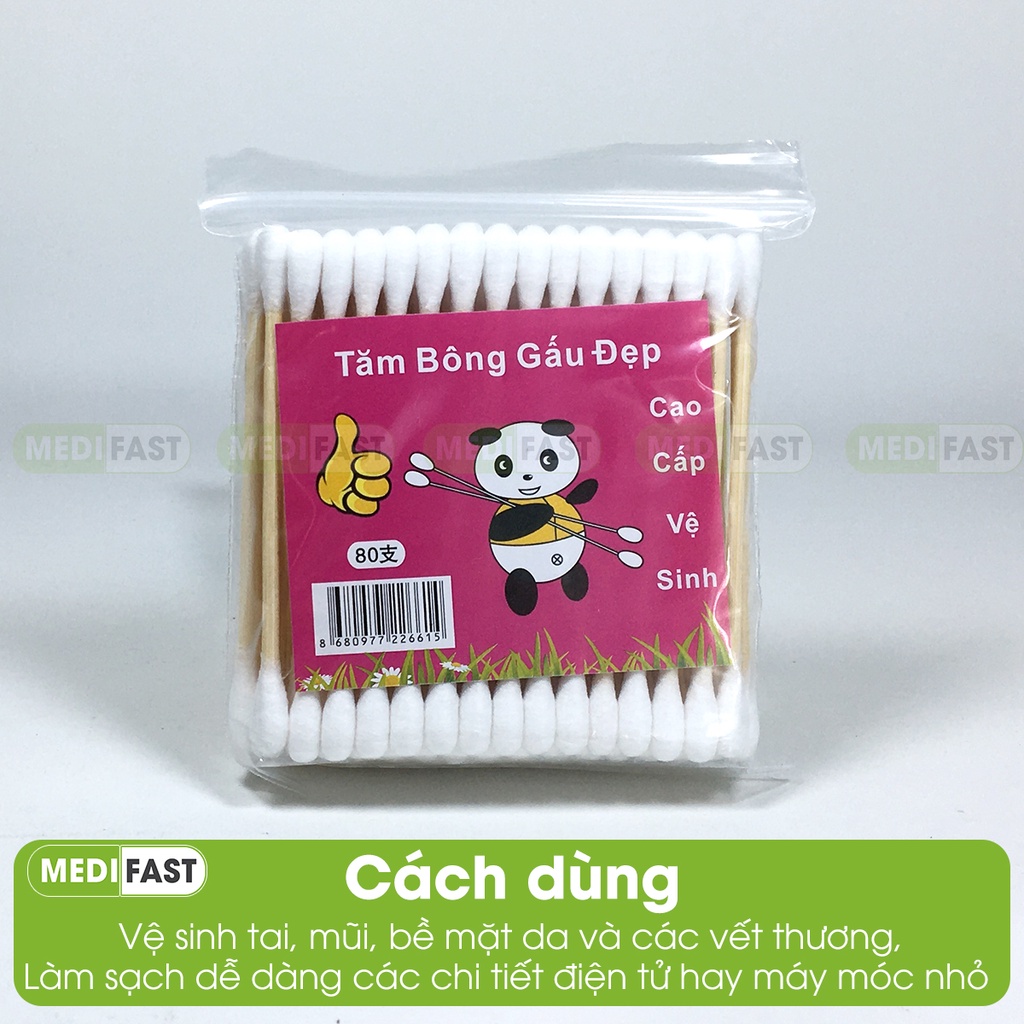 Tăm bông cho bé, người lớn - giúp vệ sinh tai, mũi hoặc sau khi tắm, từ bông tự nhiên - bông ngoáy tai SOFTTANA