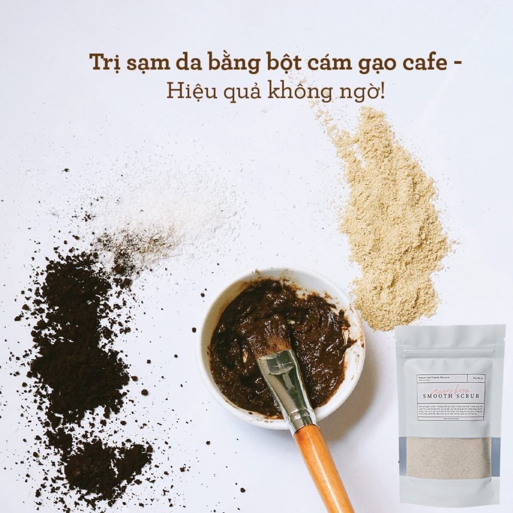 Tinh Bột Cám Gạo Cafe WaxingCharm Tẩy Da Chết, Sáng Mịn, Sạch Sâu Tặng Kèm Thìa Nhựa Trộn Mask