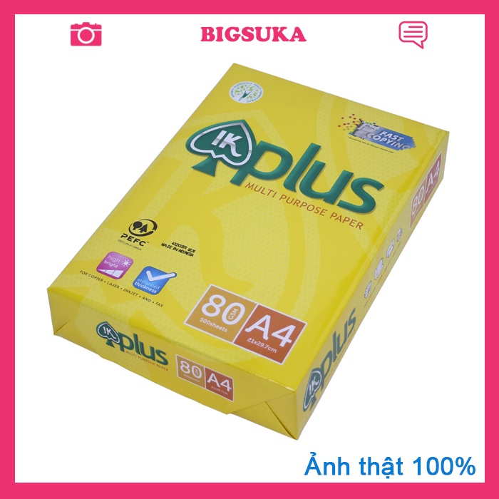 Giấy A4 IK Plus 80gsm 500 tờ [Thùng 5gram] xuất xứ Indonesia BIGSUKA