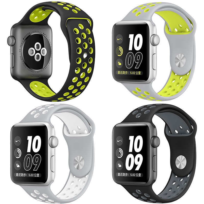 Dây đeo Apple watch chất liệu cao su cao cấp Nike+ đủ màu cho 45mm 41mm 44mm 40mm 42mm 38mm iWatch Series 7 6 SE 5 4 3 2