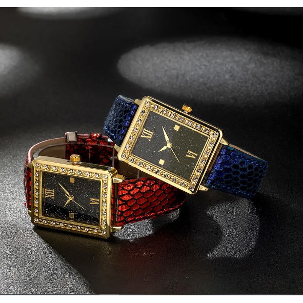 Đồng hồ nữ GN mặt vuông dây da viền đính đá sang trọng | BigBuy360 - bigbuy360.vn