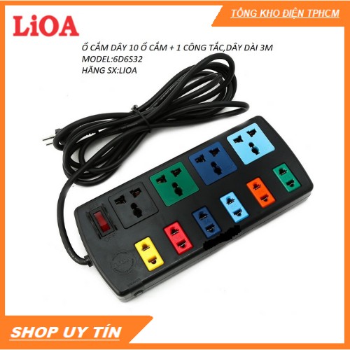 [FreeShip] Ổ cắm điện LIOA 10 Ổ đa năng 4D6S32 3m-5m