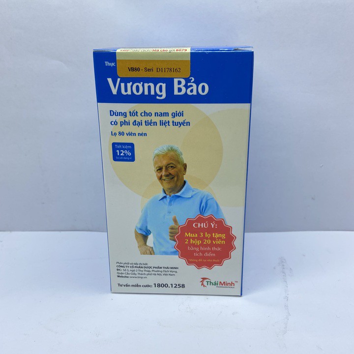 Vương Bảo Hộp 80 viên (Chính hãng ) Dùng cho nam giới phì đại tiền liệt tuyến