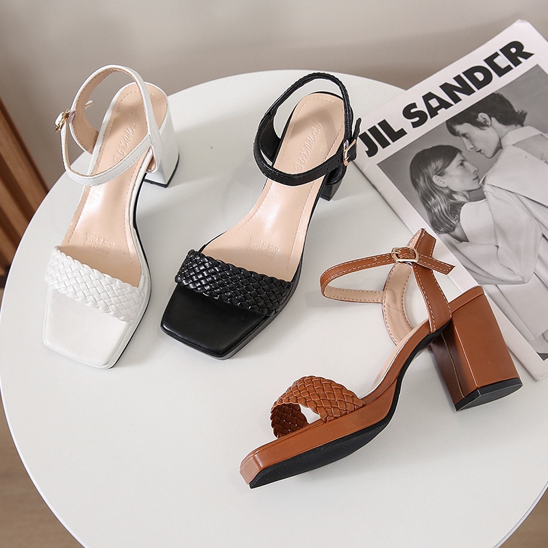 Giày Cao Gót Da Dây Ngang Mắt Cá Chân