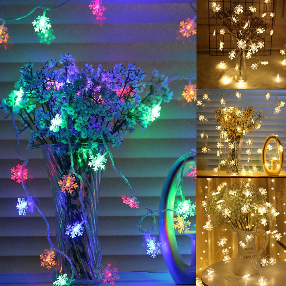 Dây đèn LED 20LED 3m hình bông tuyết trang trí cây thông Giáng Sinh