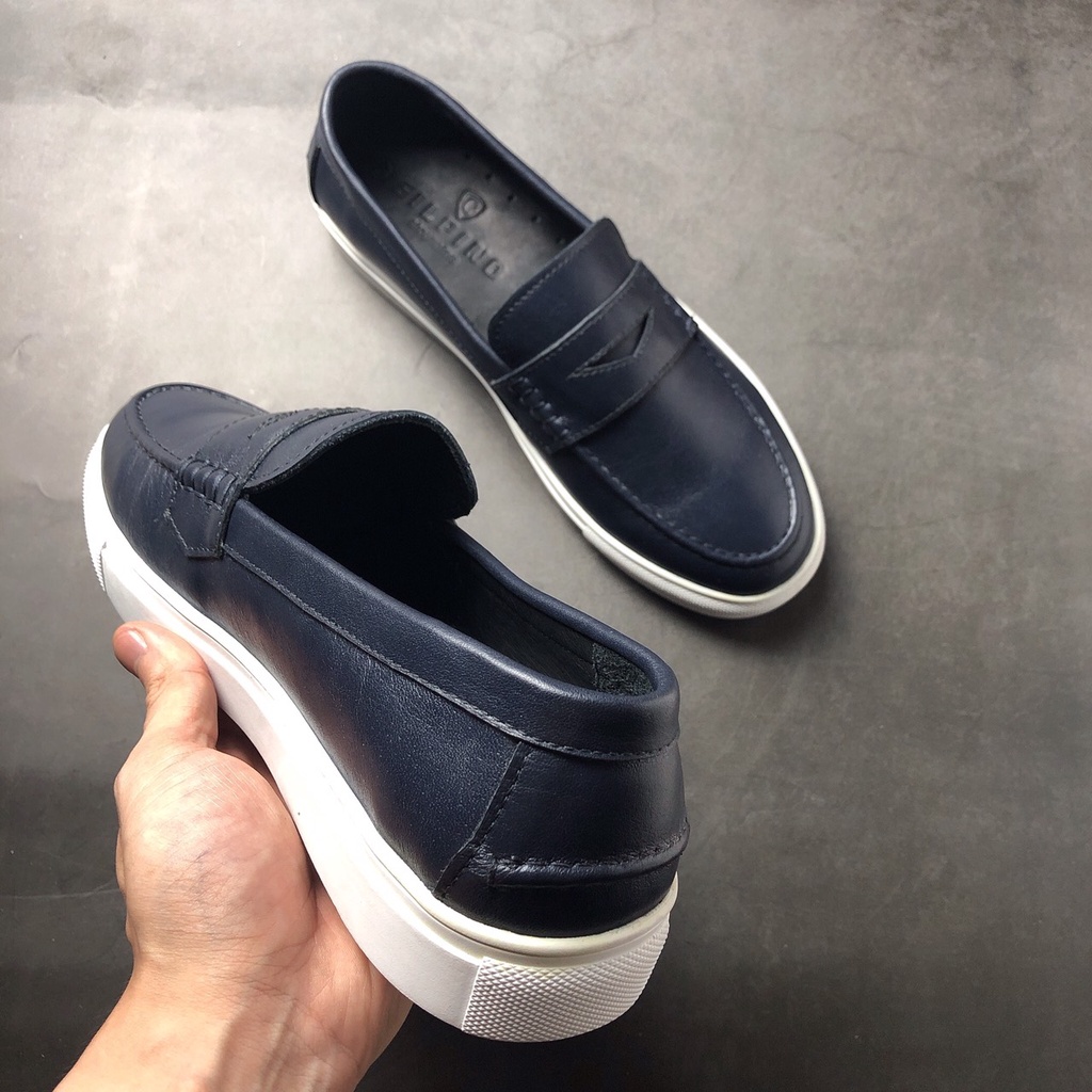 Giầy Lười nam  Air 01 Sneaker Leather - Màu Navy - giày da nam được bảo hành Da 1 năm, hỗ trợ đổi size