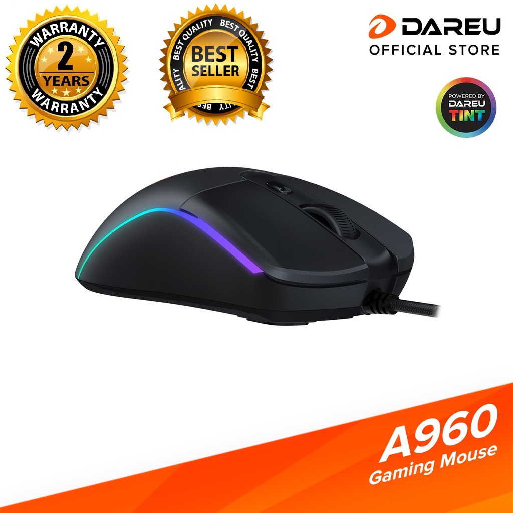 Chuột Gaming DAREU A960/ A960s BLACK ULTRALIGHT RGB/ Pixart PWM3336 - PWM3337/ màu đen