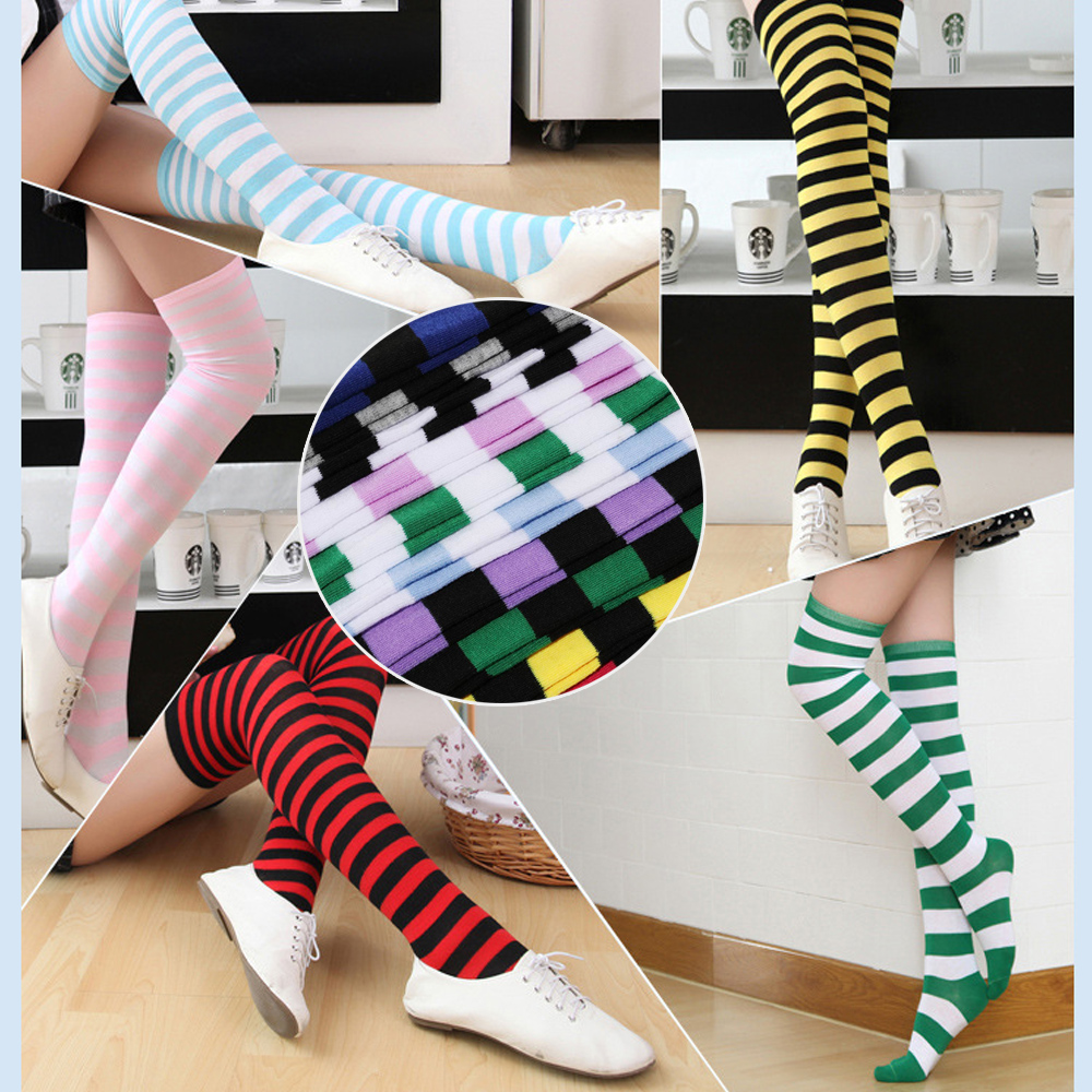 Vớ Cotton dài qua gối 12 màu thời trang tùy chọn dành cho nữ