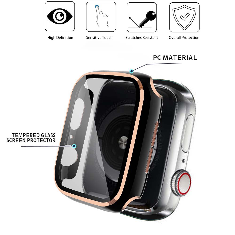 Vỏ Apple Watch Case với Kính cường lực Bảo vệ màn hình Thiết kế 2 trong 1 Bao cứng Toàn diện cho iWatch Series SE 6/5/4/3/2/1