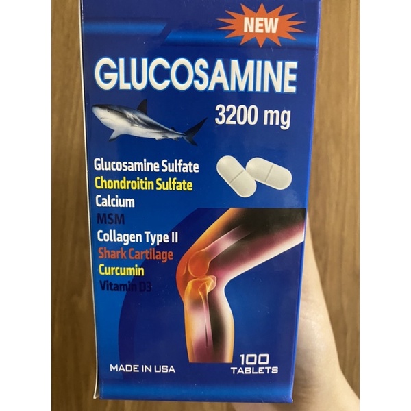 Viên uống hỗ trợ xương khớp glucosamine 3200mg nhập khẩu chính hãng mỹ 100v date mới