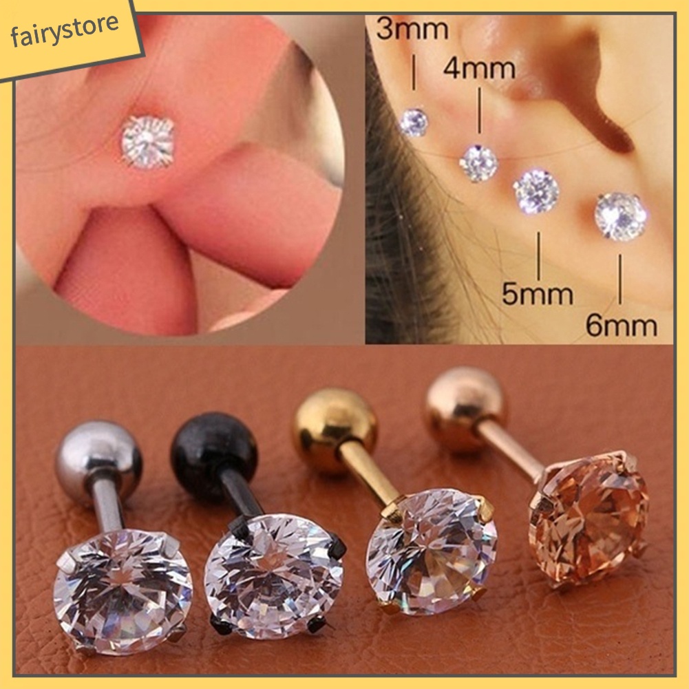 Khuyên tai thép titan đính đá nhân tạo thời trang cho nữ