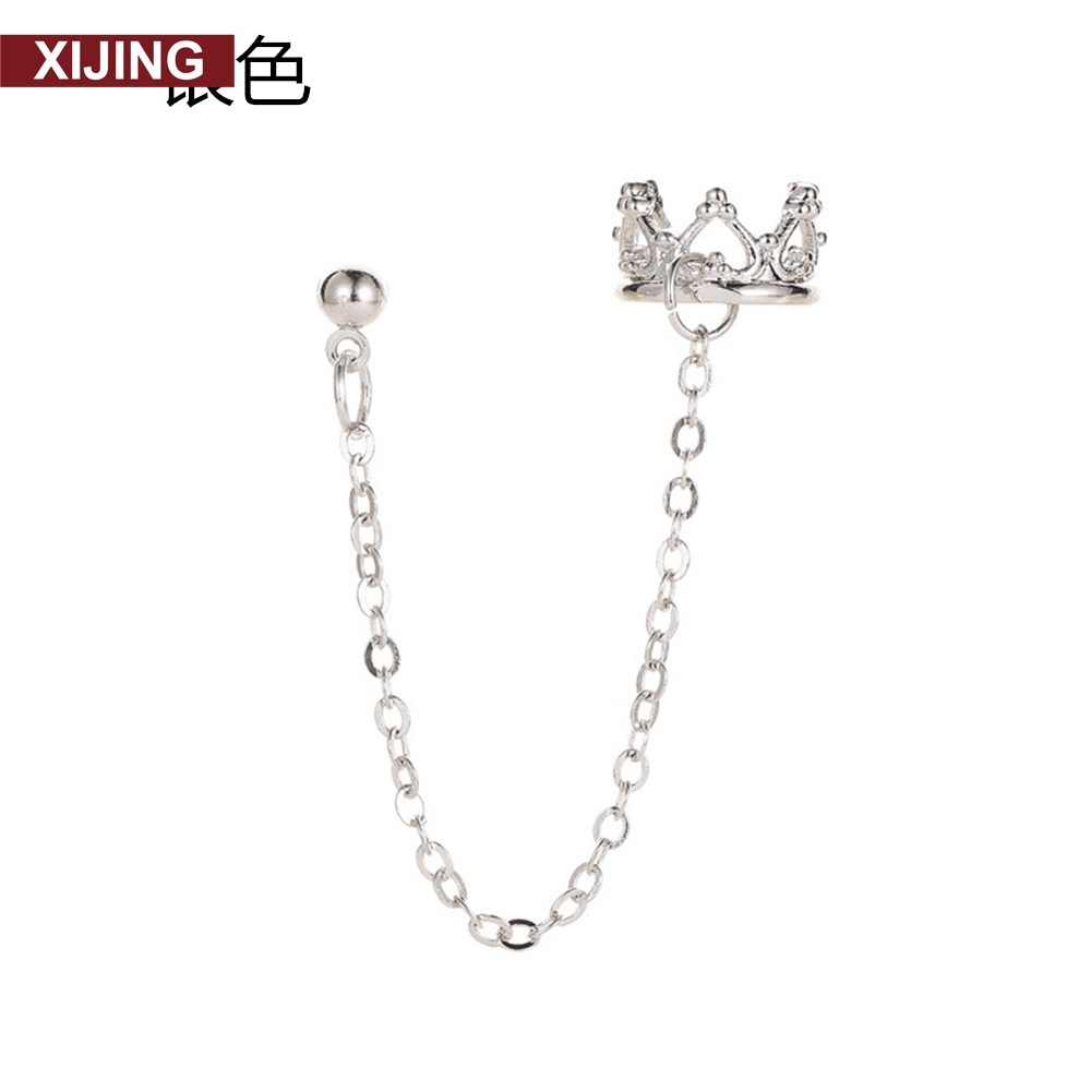 【COD】Khuyên Tai Màu Vàng/Bạc Hình Vương Miện Thời Trang Hàn Quốc